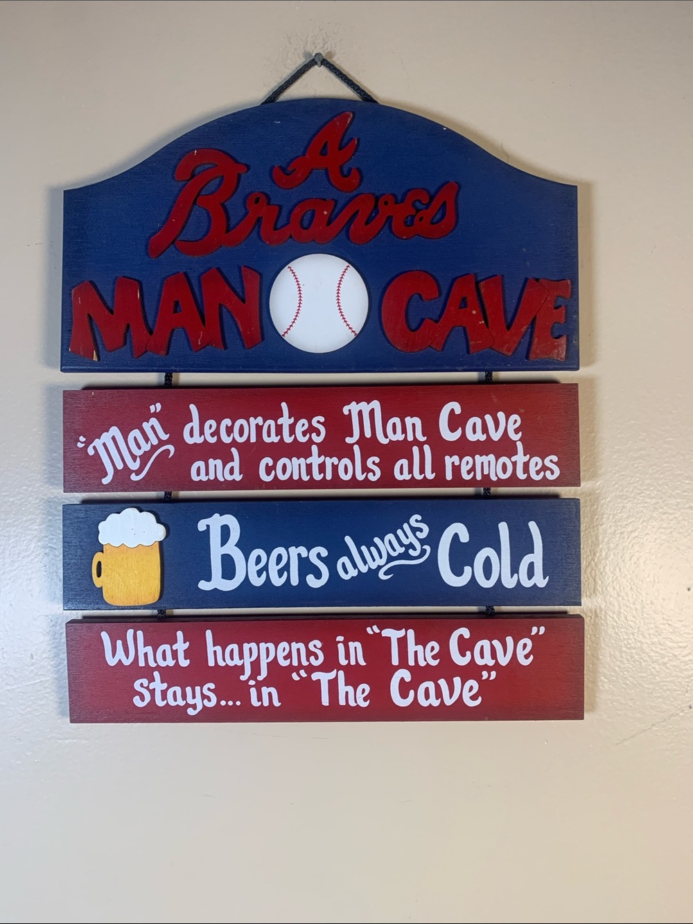 Braves Red & Blue Man Cave Wall Sign